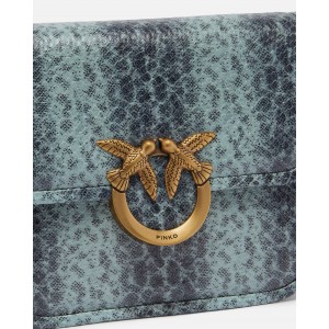 Pinko Love Box Fl Mini Reptile Print Square Green Leather Τσάντα