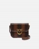 Pinko Love Box Fl Mini Reptile Print Square Brown Leather Τσάντα