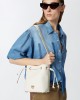 Pinko Secchiello Small Bucket With Shoulder Strap White Leather Τσάντα