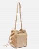 Pinko Secchiello Mini Bucket Beige Rafia Τσάντα
