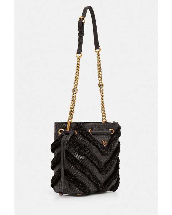 Pinko Secchiello Mini Bucket Brown Rafia Τσάντα
