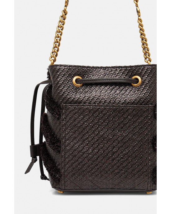 Pinko Secchiello Mini Bucket Brown Rafia Τσάντα