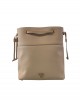 Pinko Secchiello Classic Bucket With Shoulder Strap Beige Leather Τσάντα