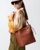 Pinko Secchiello Classic Bucket With Shoulder Strap Light Brown Leather Τσάντα