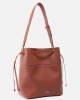 Pinko Secchiello Classic Bucket With Shoulder Strap Light Brown Leather Τσάντα