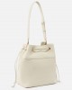 Pinko Secchiello Classic Bucket With Shoulder Strap White Leather Τσάντα