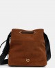 Pinko Secchiello Classic Brown Suede Δερμάτινη Τσάντα