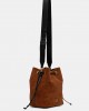 Pinko Secchiello Classic Brown Suede Δερμάτινη Τσάντα