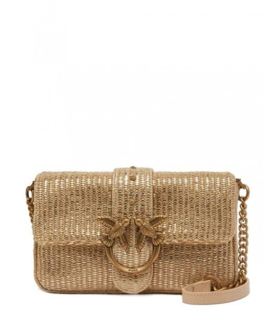 Pinko Love One Mini Slouchy Gold Τσάντα