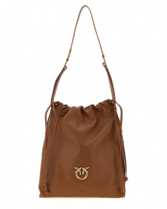 Pinko Slouchy Classic Brown Δερμάτινη Τσάντα