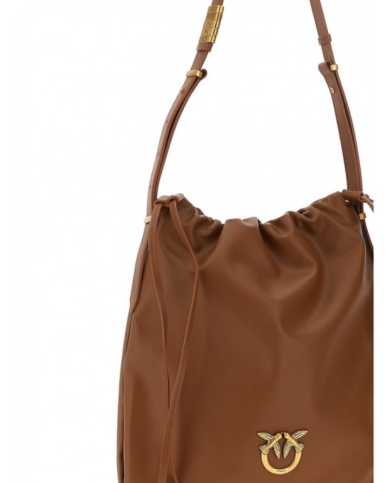 Pinko Slouchy Classic Brown Δερμάτινη Τσάντα