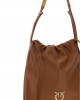 Pinko Slouchy Classic Brown Δερμάτινη Τσάντα