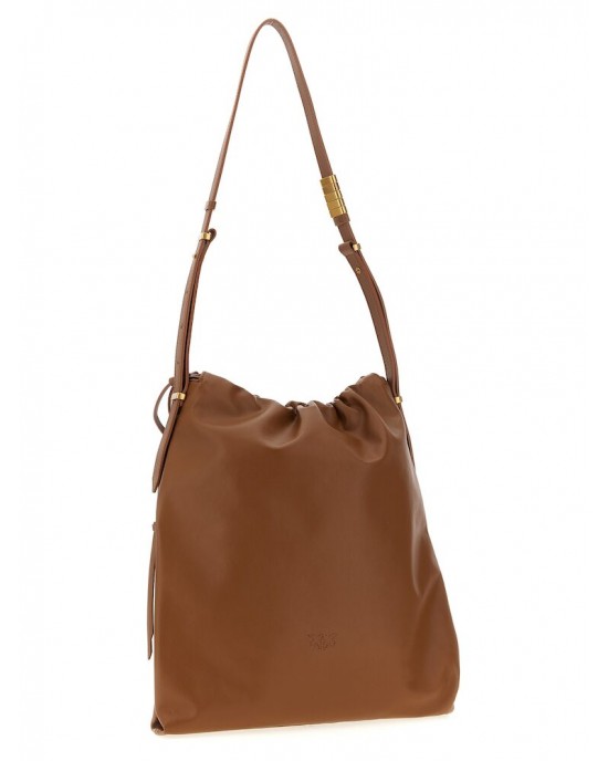 Pinko Slouchy Classic Brown Δερμάτινη Τσάντα