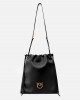 Pinko Slouchy Classic Black Δερμάτινη Τσάντα