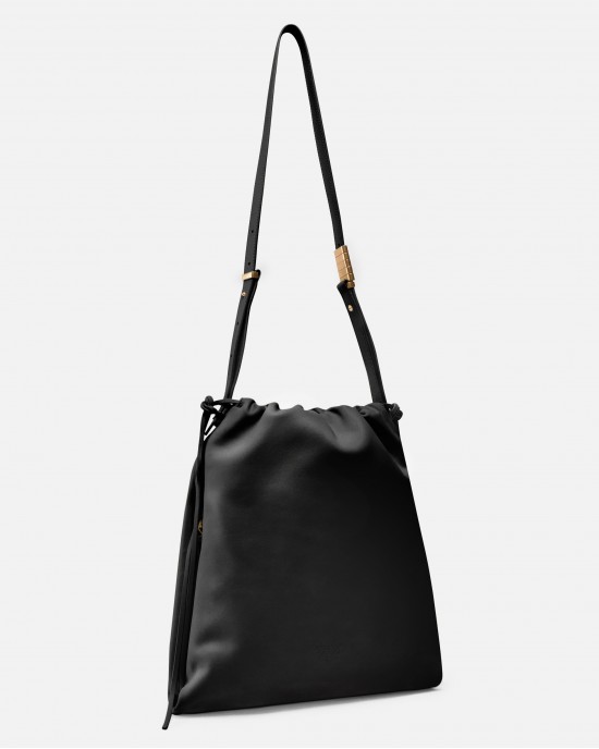 Pinko Slouchy Classic Black Δερμάτινη Τσάντα