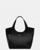 Pinko Tote Puzzle Quilt Black Leather Τσάντα
