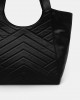 Pinko Tote Puzzle Quilt Black Leather Τσάντα