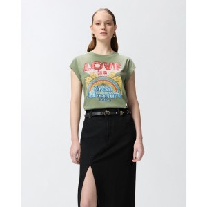 Pinko Marrakech T-shirt Love-print Green Μπλούζα