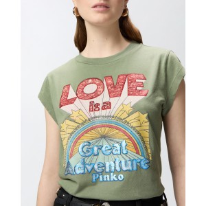 Pinko Marrakech T-shirt Love-print Green Μπλούζα