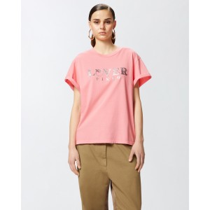 Pinko Torcetti T-shirt Metallic Print Pink Μπλούζα