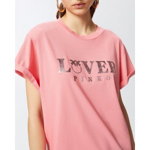 Pinko Torcetti T-shirt Metallic Print Pink Μπλούζα