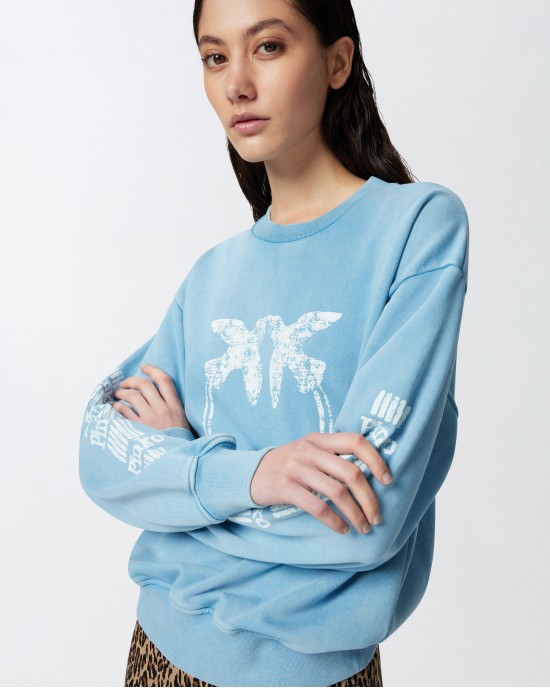 Pinko Mindelo Cotton With Logo-Branded Sleeves Φούτερ