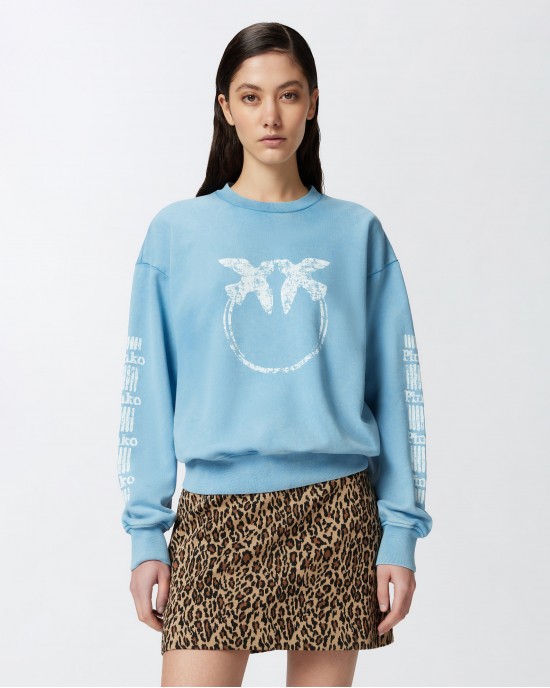 Pinko Mindelo Cotton With Logo-Branded Sleeves Φούτερ