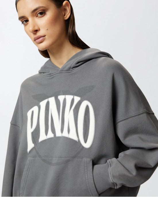 Pinko Makamba Grey Φούτερ Με Κουκούλα
