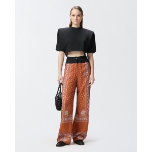 Pinko Spirito Lightweight Wide-leg Bandana Print Παντελόνι