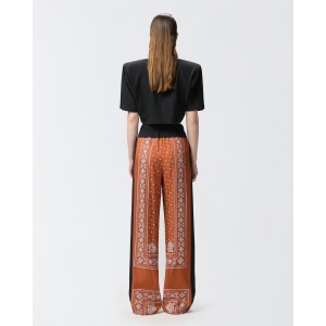 Pinko Spirito Lightweight Wide-leg Bandana Print Παντελόνι