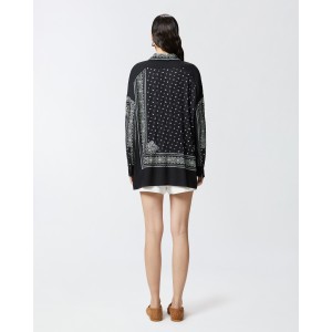 Pinko Clocks Asymmetric With Bandana Print Black/Lime Πουκάμισο