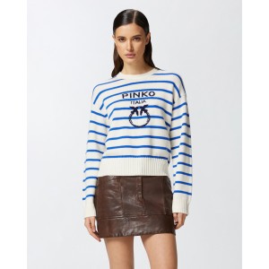 Pinko New Burgos Striped Blue Πουλόβερ