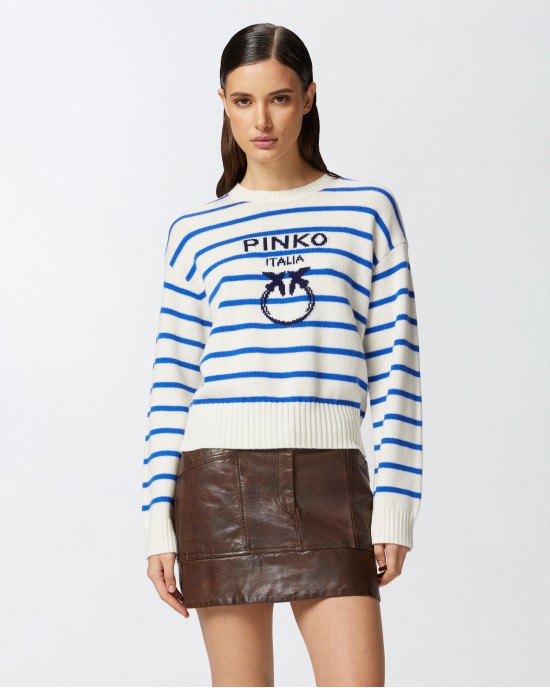 Pinko New Burgos Striped Blue Πουλόβερ