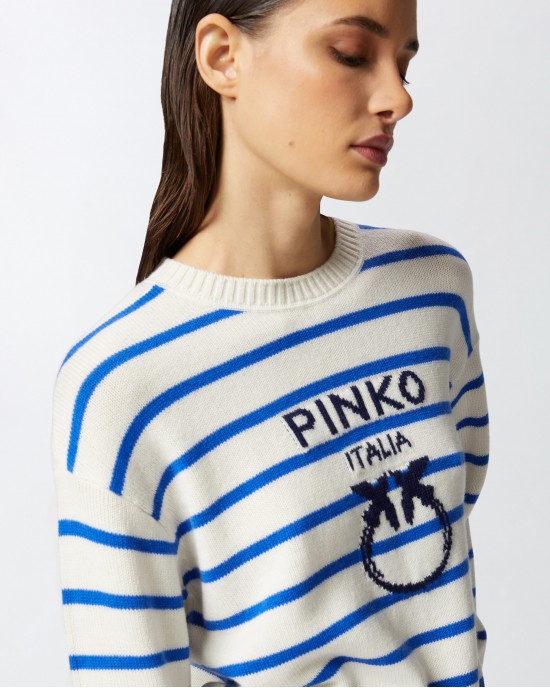 Pinko New Burgos Striped Blue Πουλόβερ