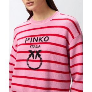 Pinko New Burgos Striped Rosa Πουλόβερ