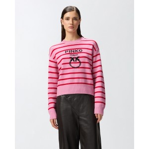 Pinko New Burgos Striped Rosa Πουλόβερ