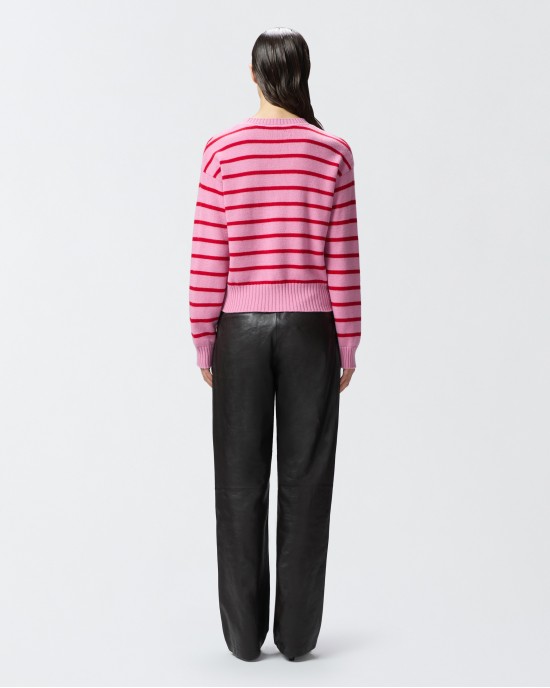 Pinko New Burgos Striped Rosa Πουλόβερ
