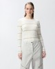 Pinko Pisanino Ribbed With Metallic Stripes White Μπλούζα