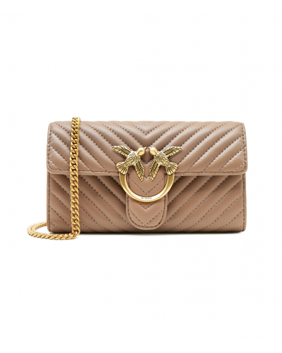 Pinko Love One Wallet Chevron Brown Leather Τσάντα Pinko Love One Wallet Chevron Brown Leather Τσάντα