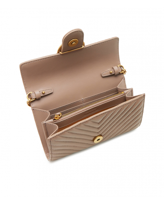 Pinko Love One Wallet Chevron Brown Leather Τσάντα Pinko Love One Wallet Chevron Brown Leather Τσάντα