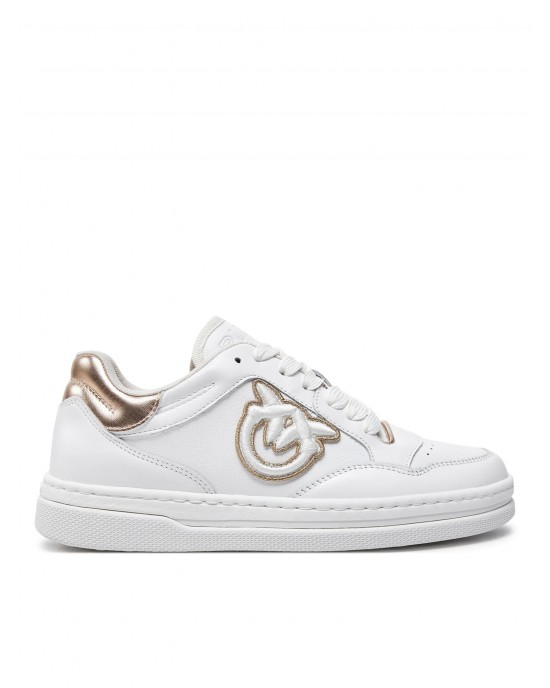 Pinko Mandy Embroidered Side Logo White Leather Παπούτσια