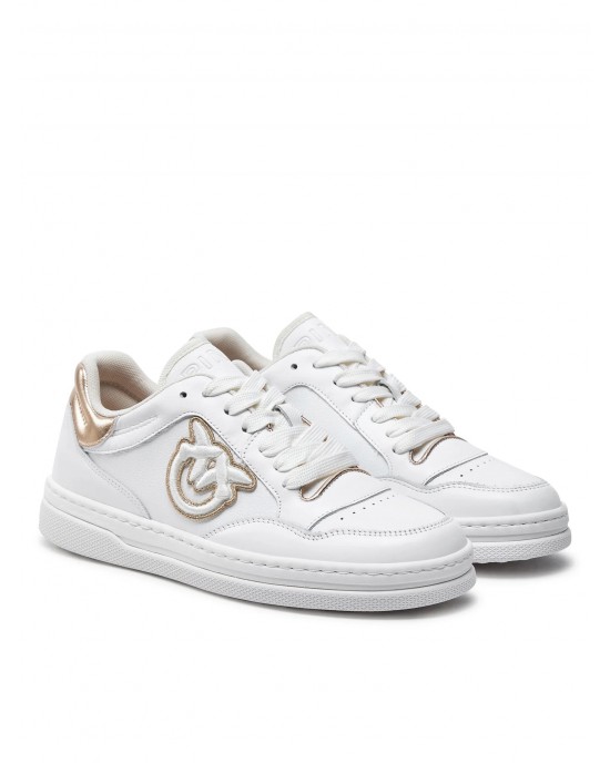 Pinko Mandy Embroidered Side Logo White Leather Παπούτσια
