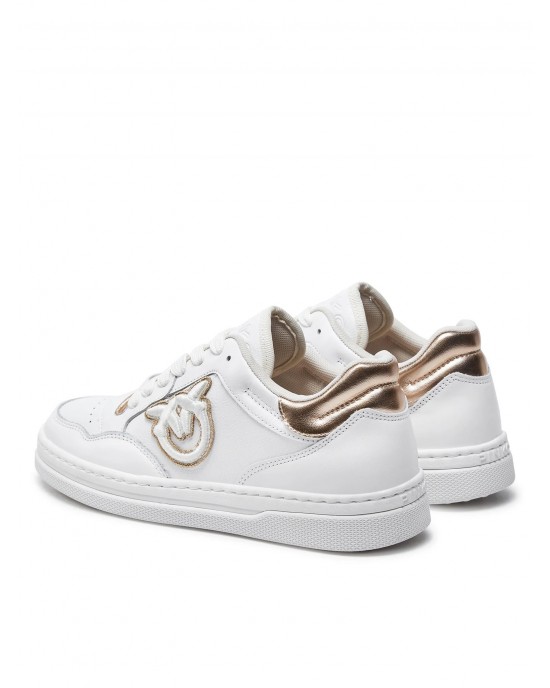 Pinko Mandy Embroidered Side Logo White Leather Παπούτσια