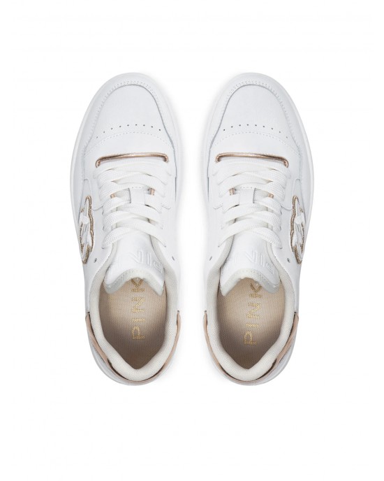 Pinko Mandy Embroidered Side Logo White Leather Παπούτσια