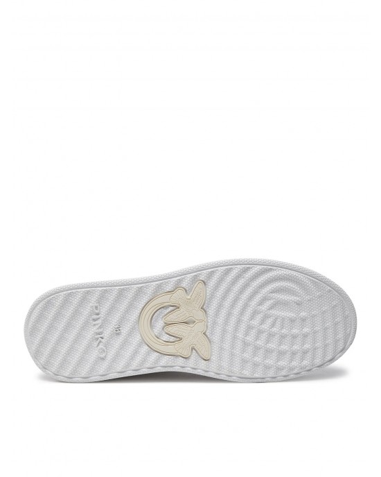 Pinko Mandy Embroidered Side Logo White Leather Παπούτσια