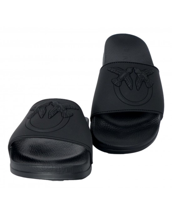 Pinko Dilly Rubberized Black Παντόφλες