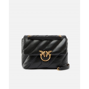 Pinko Large Shoulder Love Bag Puff Maxi Quilt Black Leather Τσάντα Ώμου