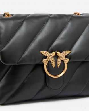 Pinko Large Love Puff Maxi Quilt Leather Black Τσάντα Ώμου