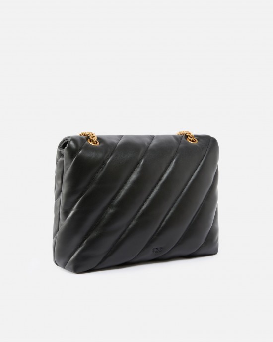 Pinko Large Shoulder Love Bag Puff Maxi Quilt Black Leather Τσάντα Ώμου