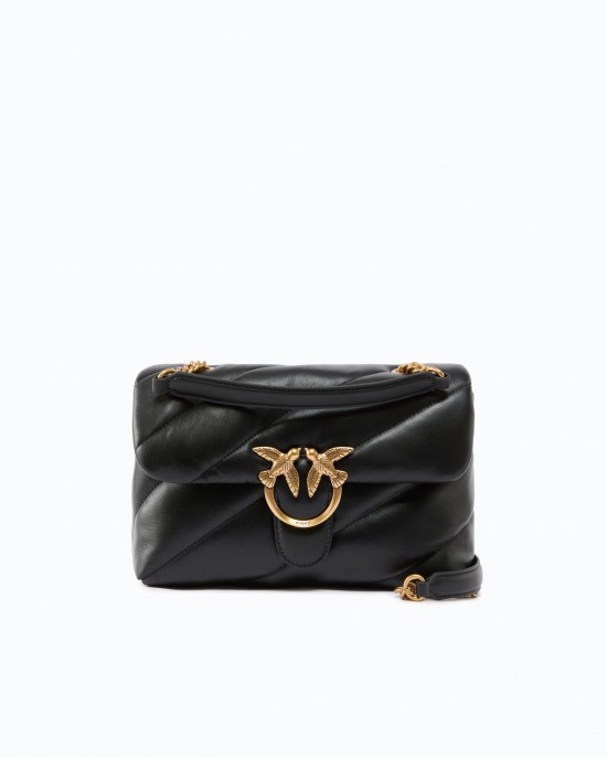 Pinko Love Puff Classic Black Leather Τσάντα